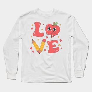 Teacher Valentine Shirt, Teacher Love Heart Valentines Day Long Sleeve T-Shirt